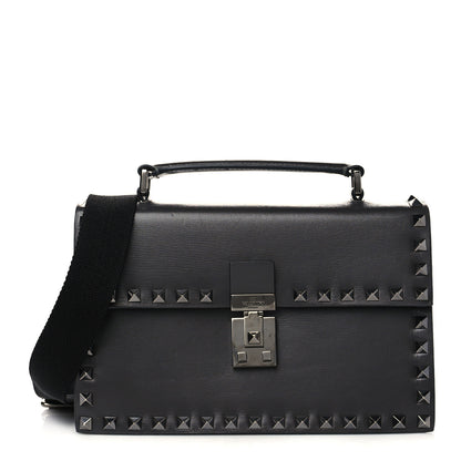 Valentino Garavani Calfskin Rockstud Flap Top Handle Crossbody Bag Graphite 1 of 5