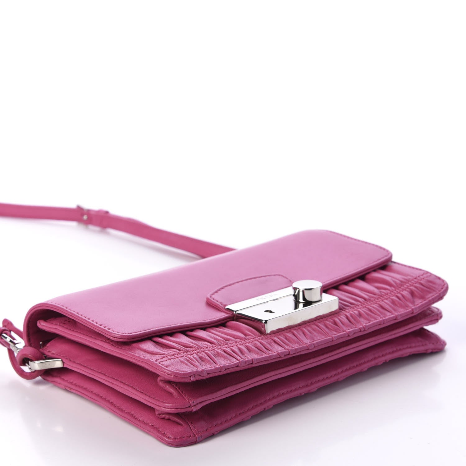 Prada Nappa Gaufre Small Sound Flap Shoulder Bag Begonia 4 of 11