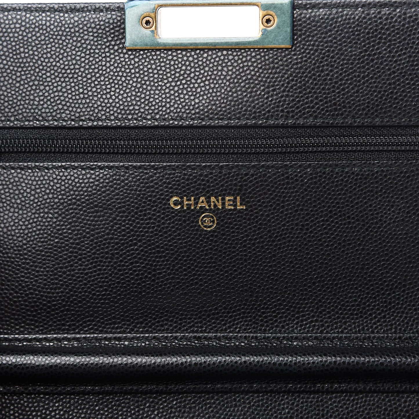 Caviar Quilted Golden Class Wallet On Chain WOC Black