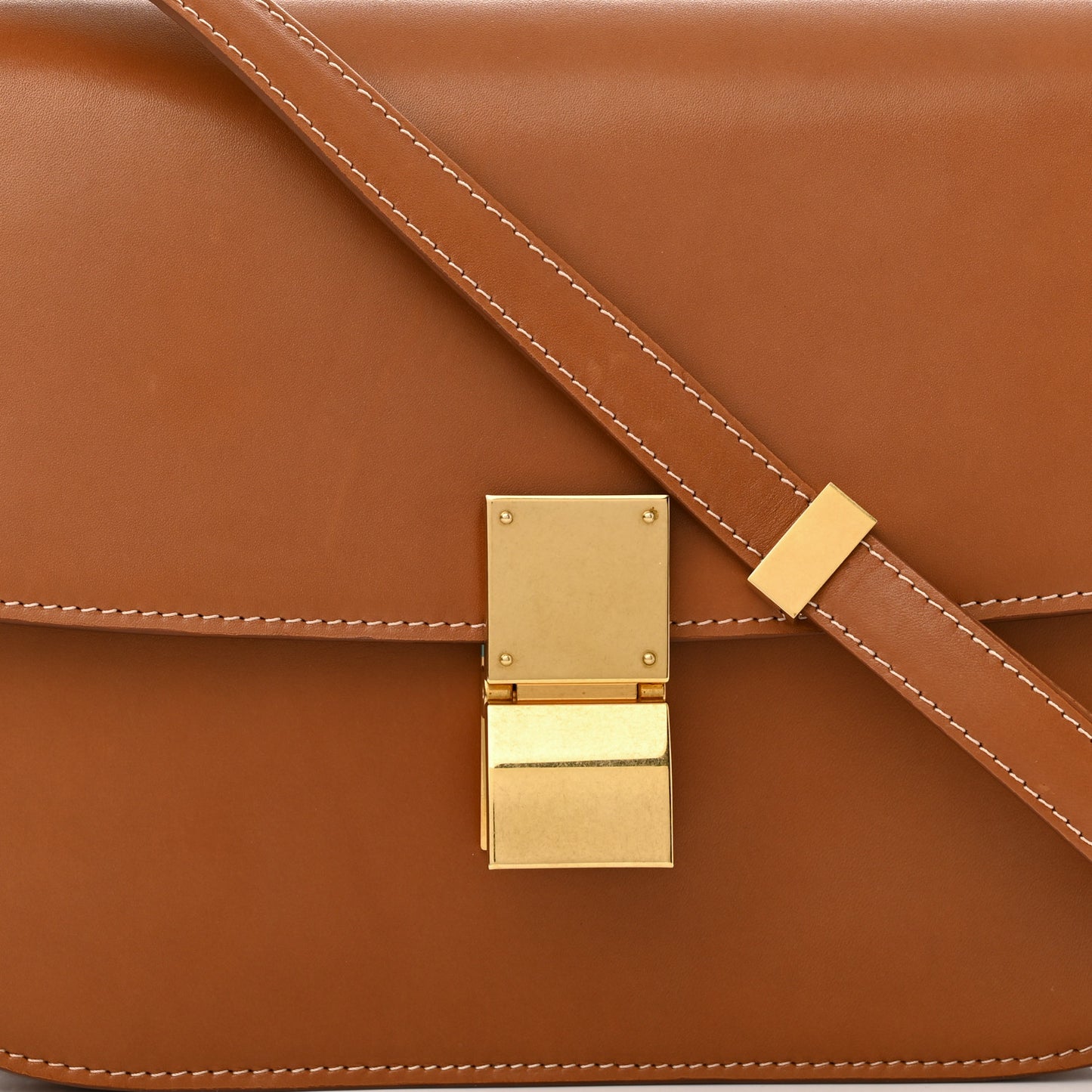 Natural Calfskin Medium Classic Box Flap Bag Tan