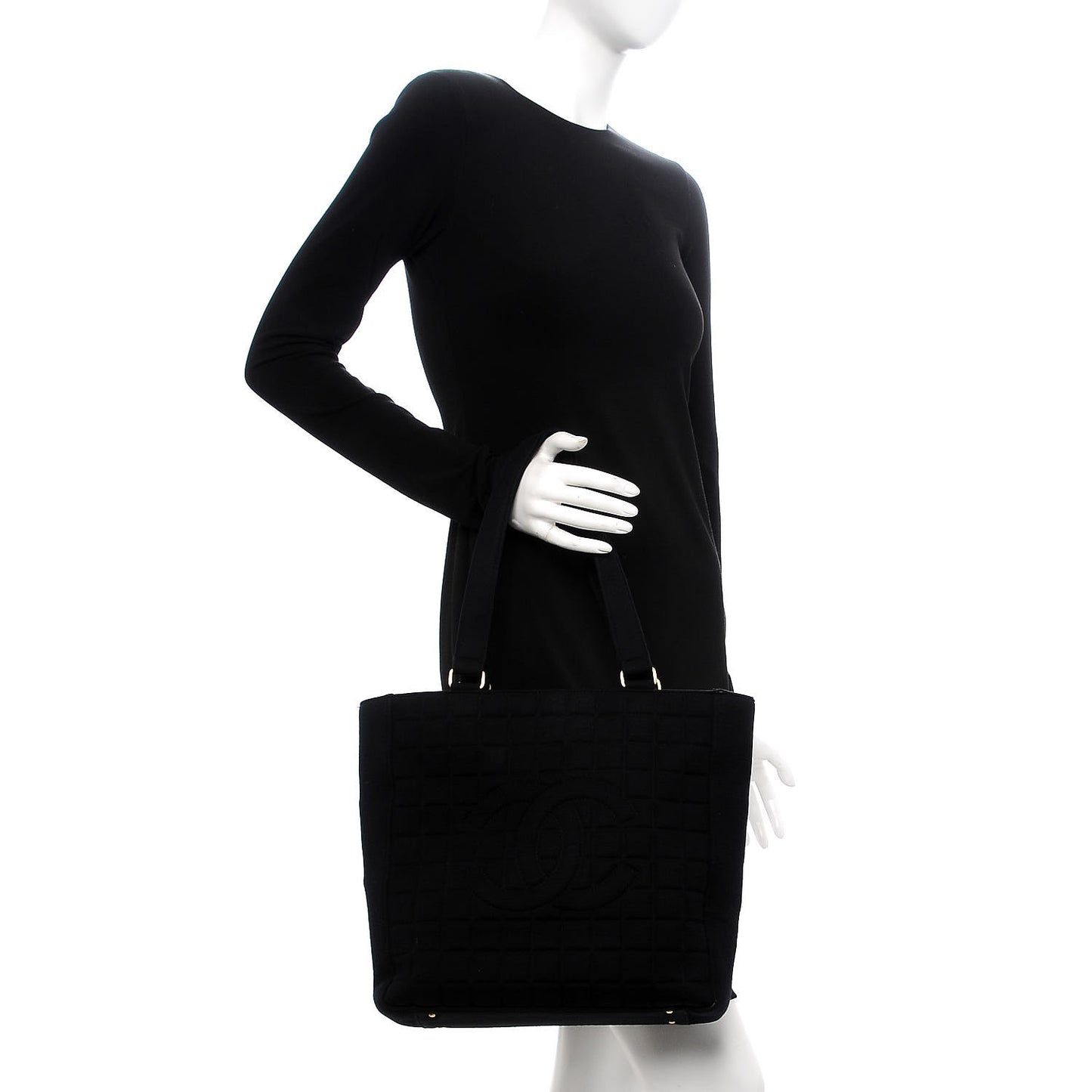 Jersey Chocolate Bar Quilted Small Tote Black