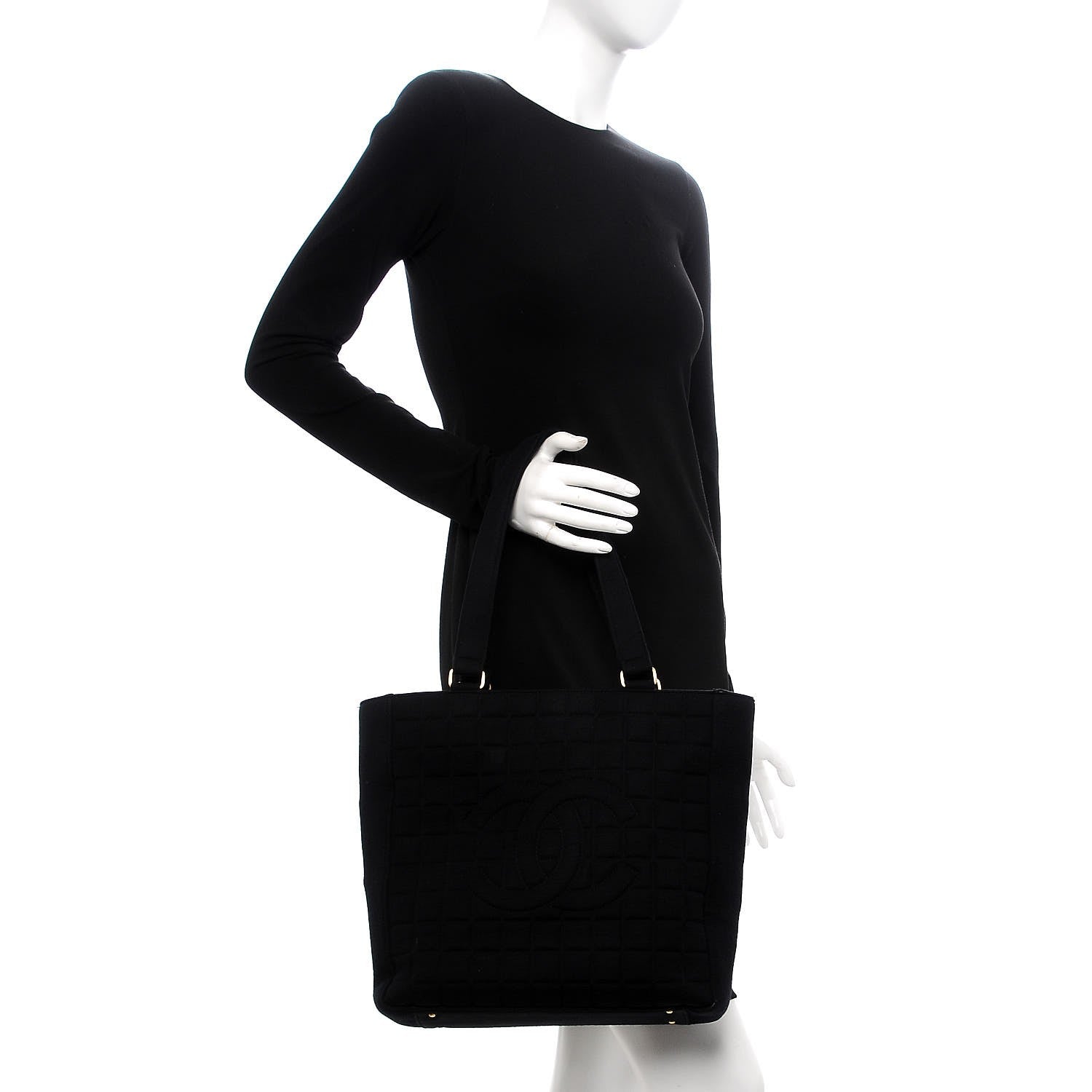 Chanel Jersey Chocolate Bar Quilted Small Tote Black 2 of 11