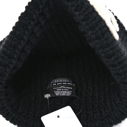 Chanel Cashmere CC Beanie Hat Black White 5 of 7