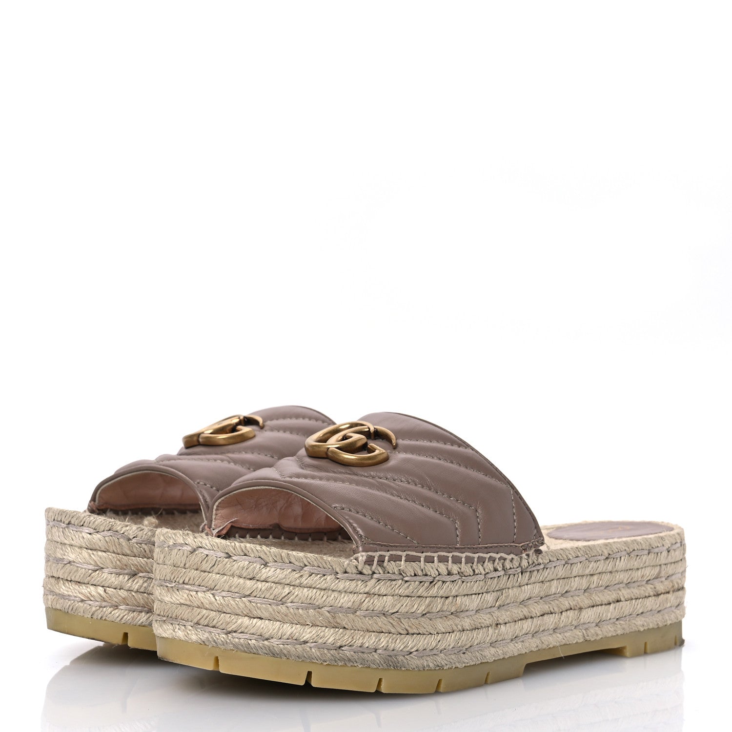 Gucci Nappa Matelasse GG Marmont Platform Espadrille Slide Sandals 41 Porcelain Rose 4 of 16