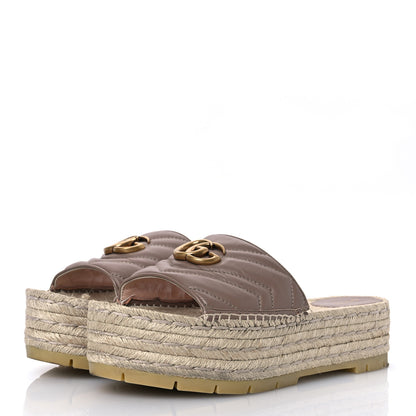 Gucci Nappa Matelasse GG Marmont Platform Espadrille Slide Sandals 41 Porcelain Rose 4 of 16