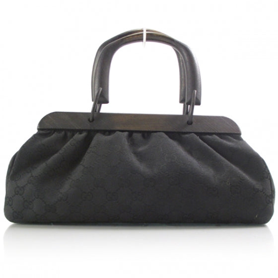 Monogram Wood Handle Frame Doctor Bag Black