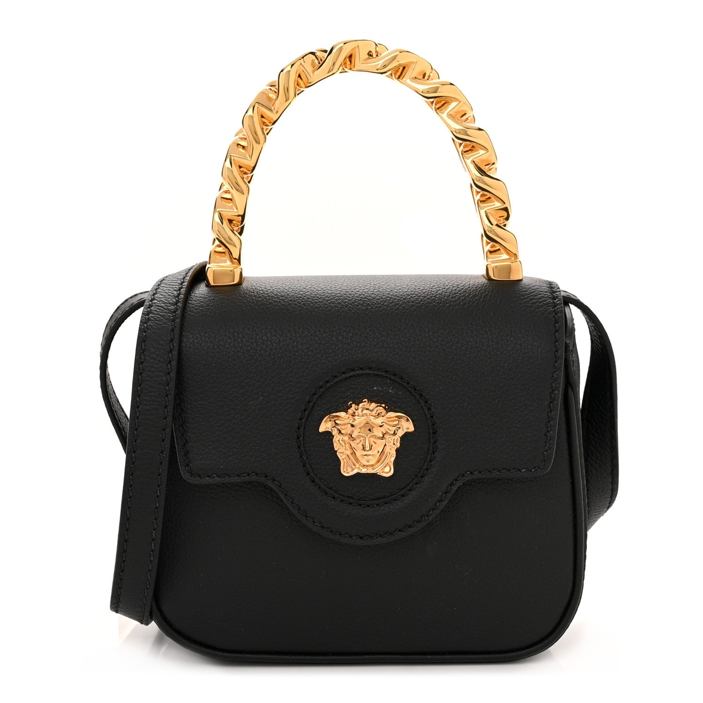 Grained Calfskin Mini La Medusa Bag Black