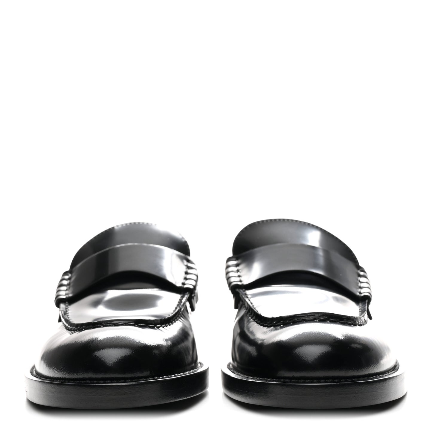 Shiny Calfskin Logo Loafers 37 Black