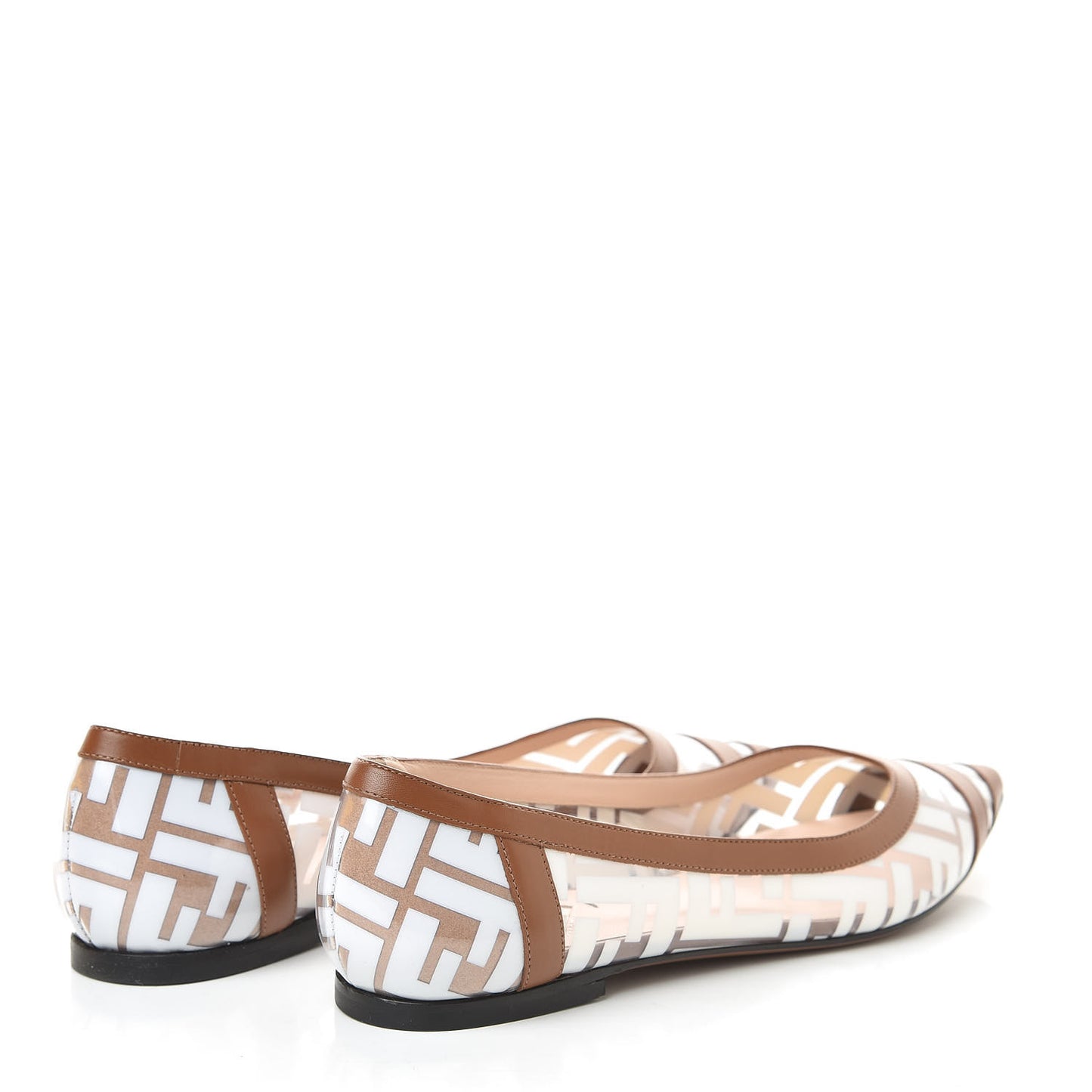 PVC Calfskin FF Colibri Ballerina Flats 38.5 White Cuoio