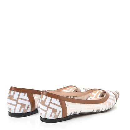 Fendi PVC Calfskin FF Colibri Ballerina Flats 38.5 White Cuoio 4 of 8