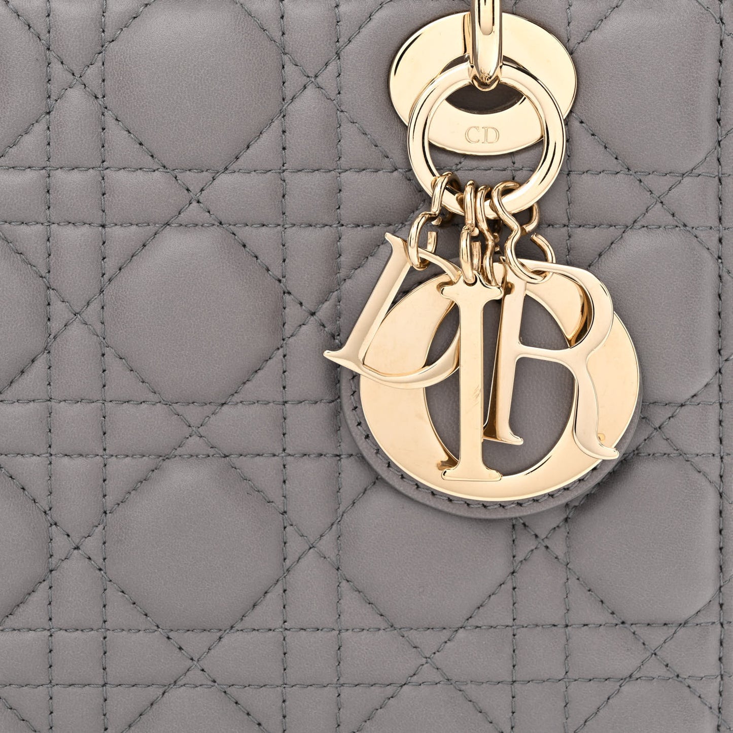Lambskin Cannage Small Lucky Badges My Lady Dior Grey