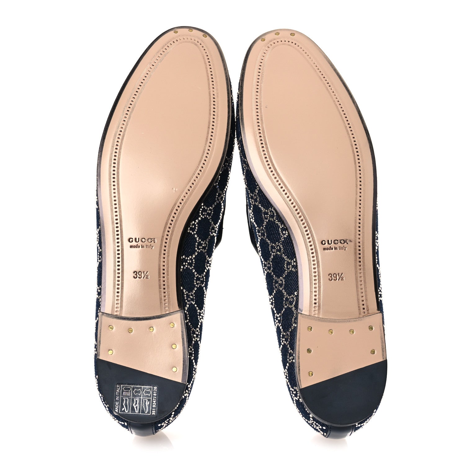 Gucci Denim Crystal GG Monogram Horsebit Womens Jordaan Loafers 39.5 Deep Blue Blue Milad 7 of 12