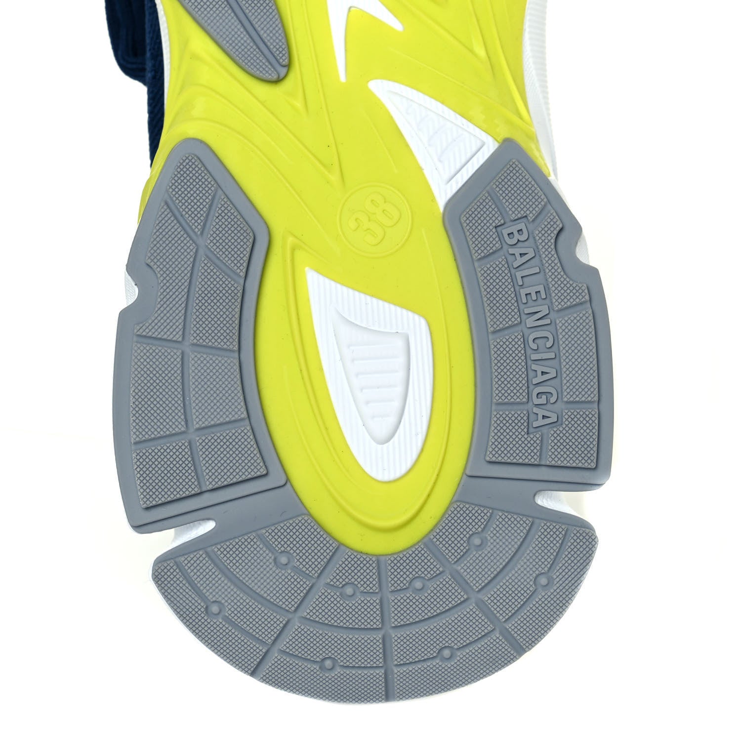 Balenciaga Technical Ribbed 3D Recycled Knit Tri-Color Womens Speed 3.0 Sneakers 38 Navy White Grey Fluo Yellow 6 of 7