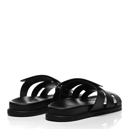 Hermes Calfskin Mens Chypre Sandals 42 Black 4 of 7