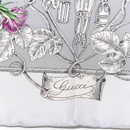 Gucci Silk Twill Wondergardenia Square Scarf Zinc Beige 4 of 5