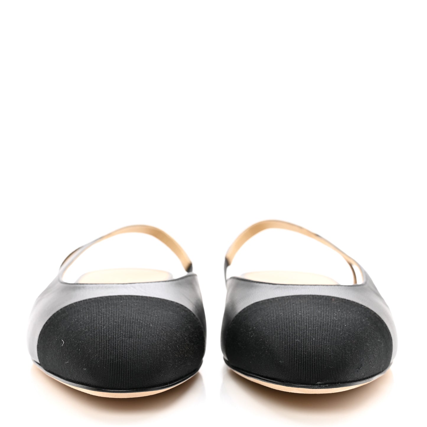 Lambskin Cap Toe CC Slingback Sandals 38 Black