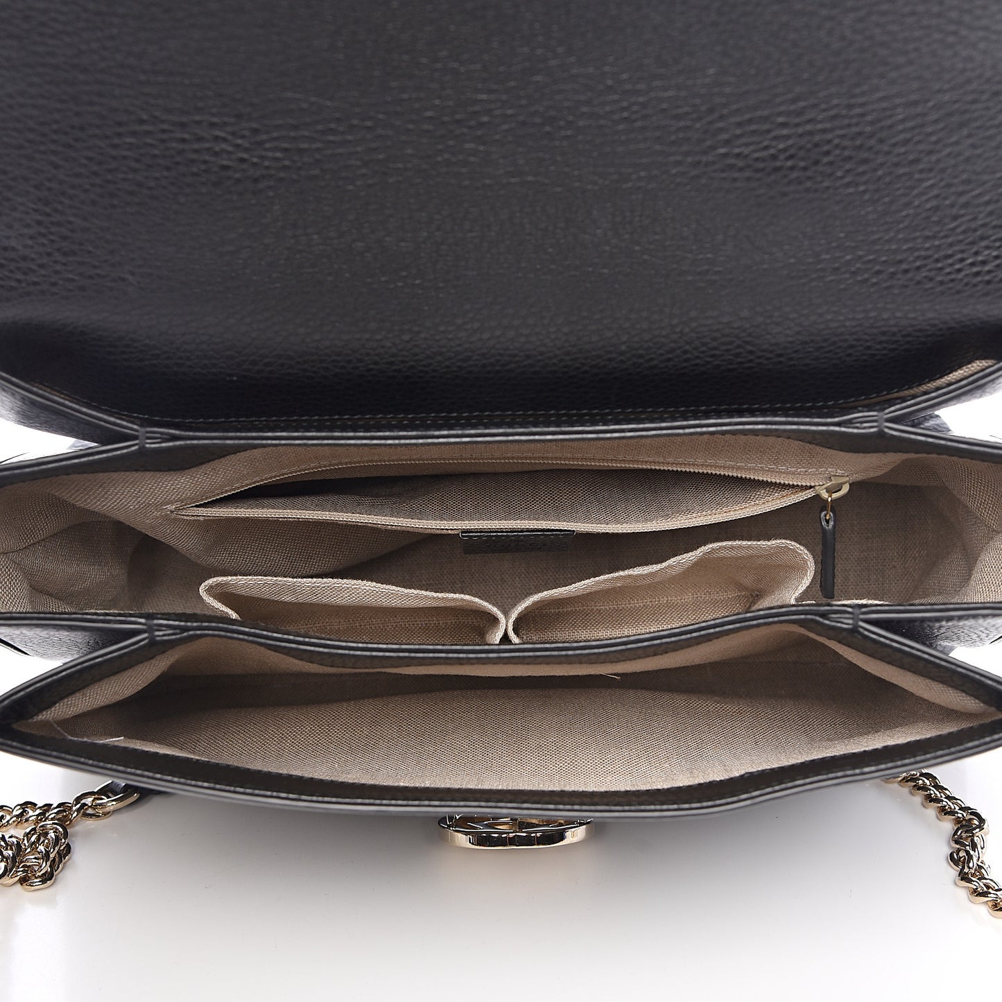 Dollar Calfskin Medium Interlocking G Top Handle Shoulder Bag Black