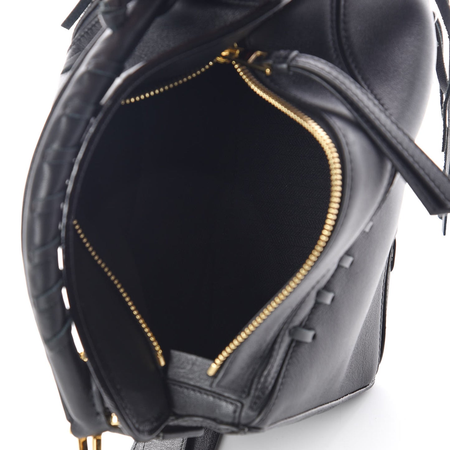 Calfskin Small Whipstitch Puzzle Bag Black