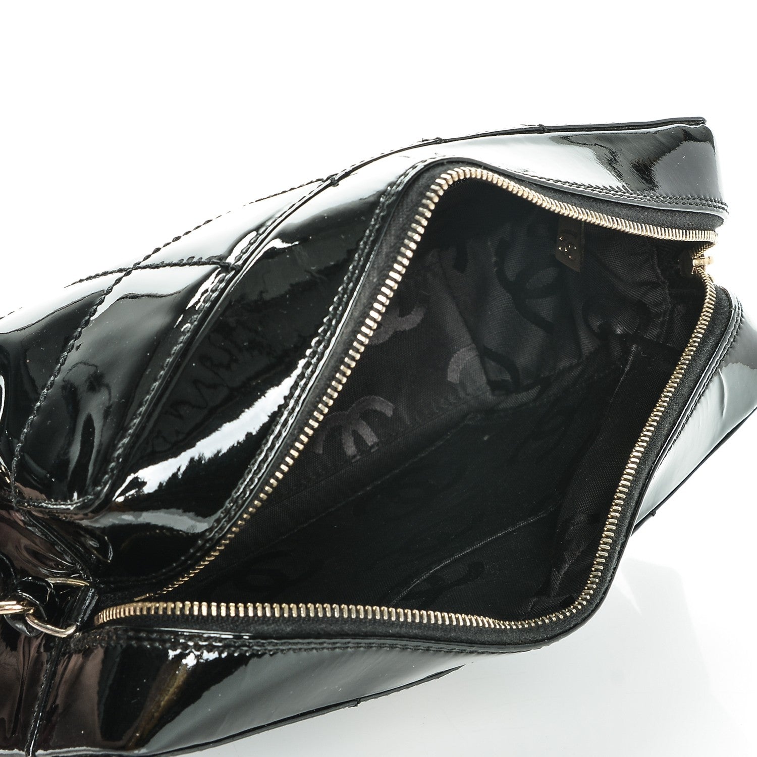 Chanel Patent Square Quilted Camera Case Black 5 of 7
