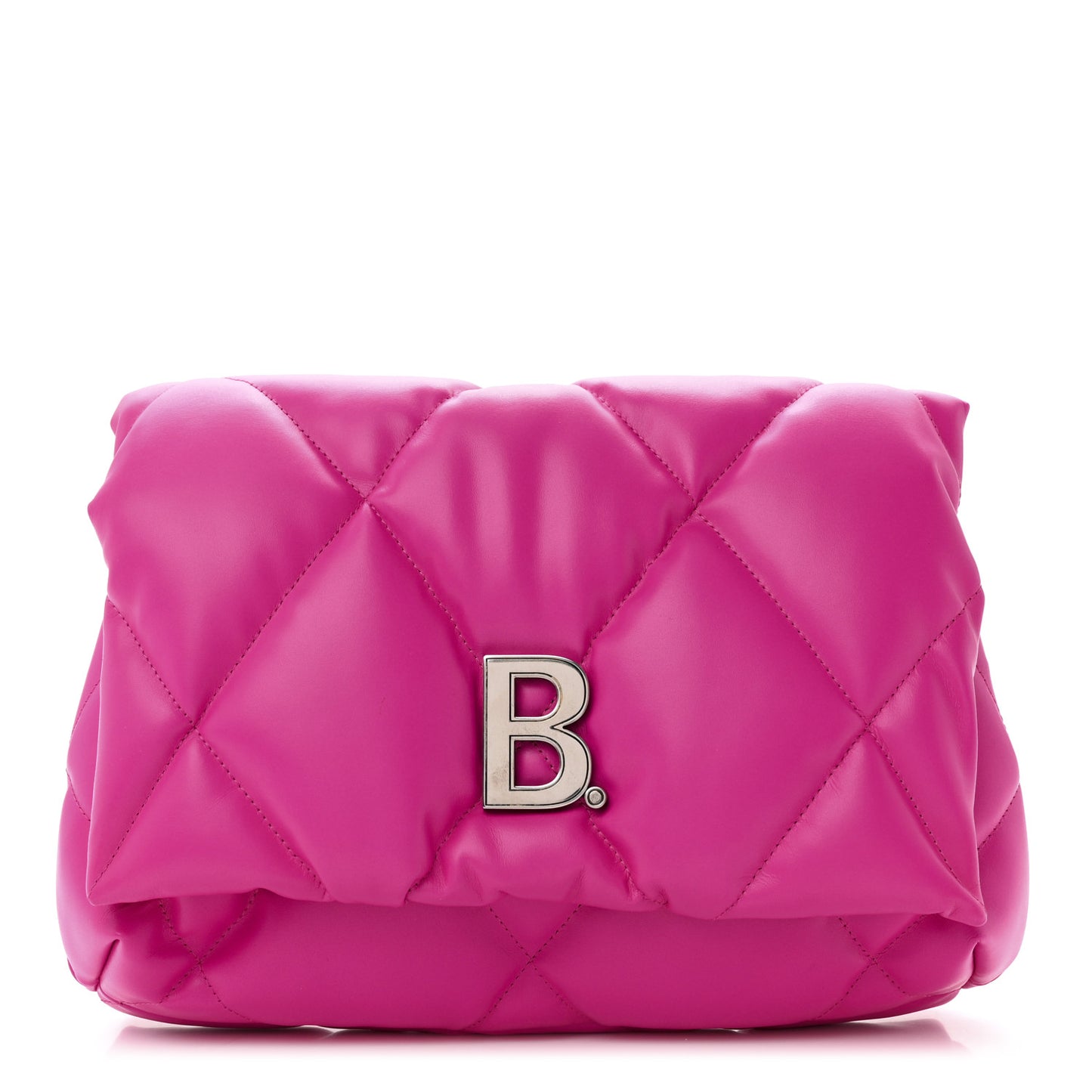 Nappa Calfskin Quilted Touch B Puffy Clutch Fuchsia