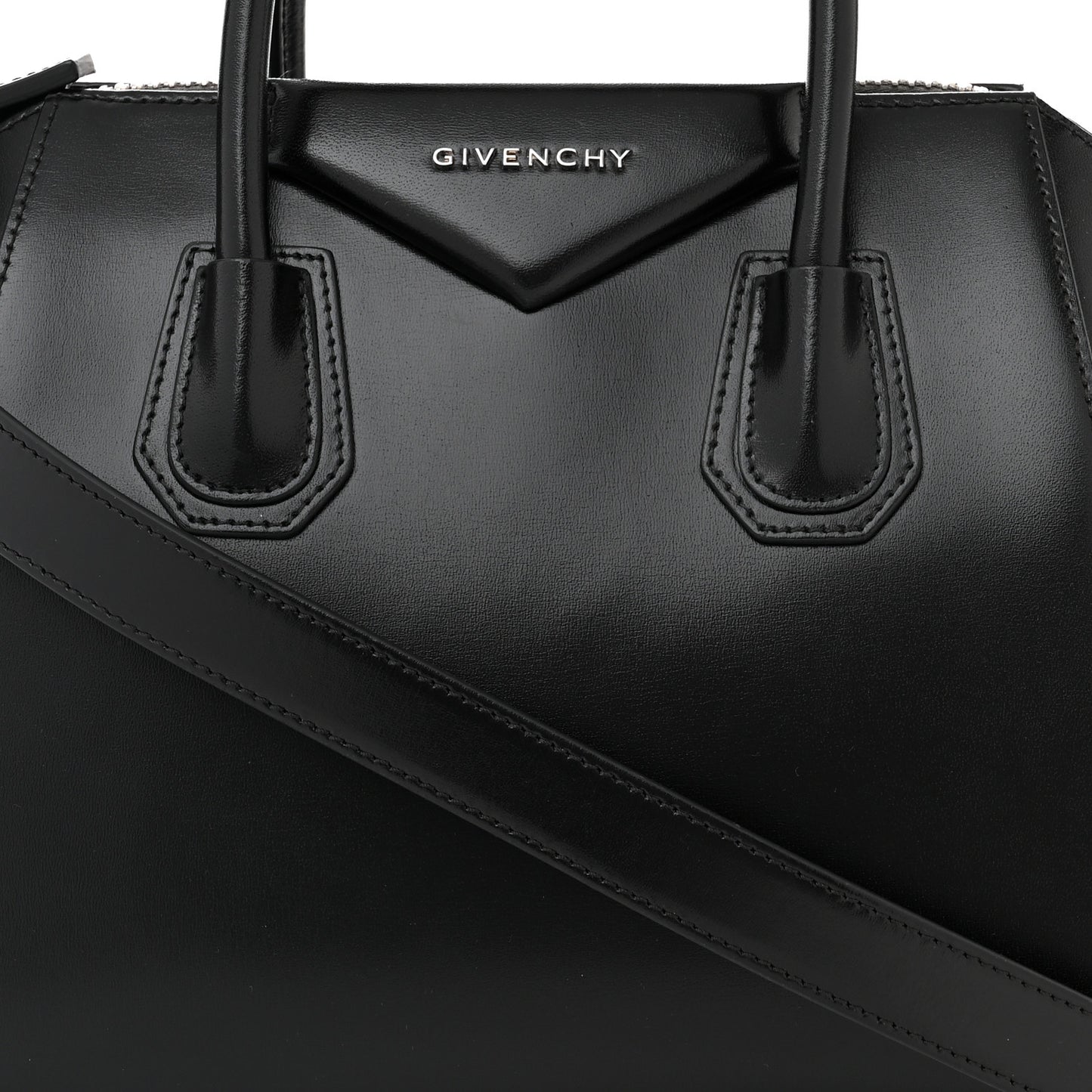 Shiny Lord Calfskin Small Antigona Black