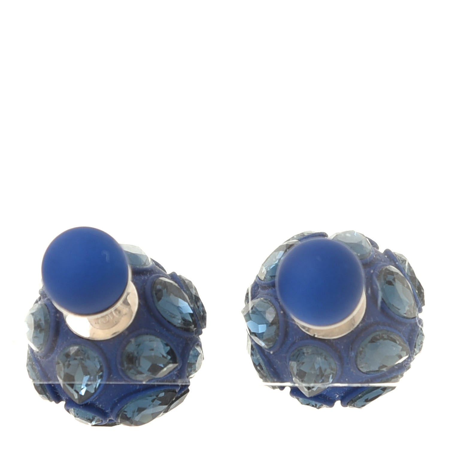 Christian Dior Crystal Mise En Dior Tribal Earrings Matte Navy Blue 1 of 4