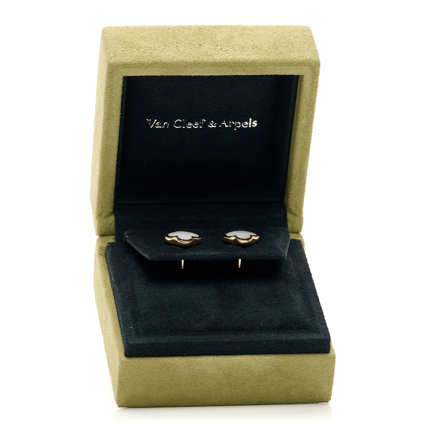 Van Cleef & Arpels 18K Yellow Gold Mother of Pearl Pure Alhambra Earrings 5 of 5