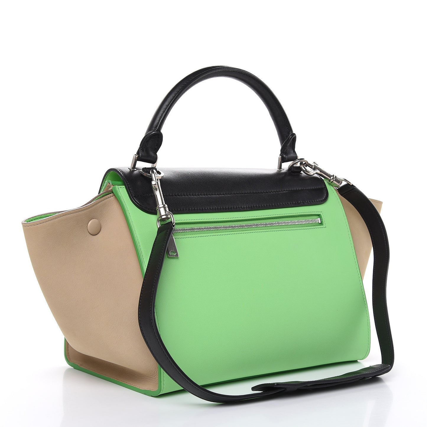 Smooth Calfskin Small Tri-Color Trapeze Lime
