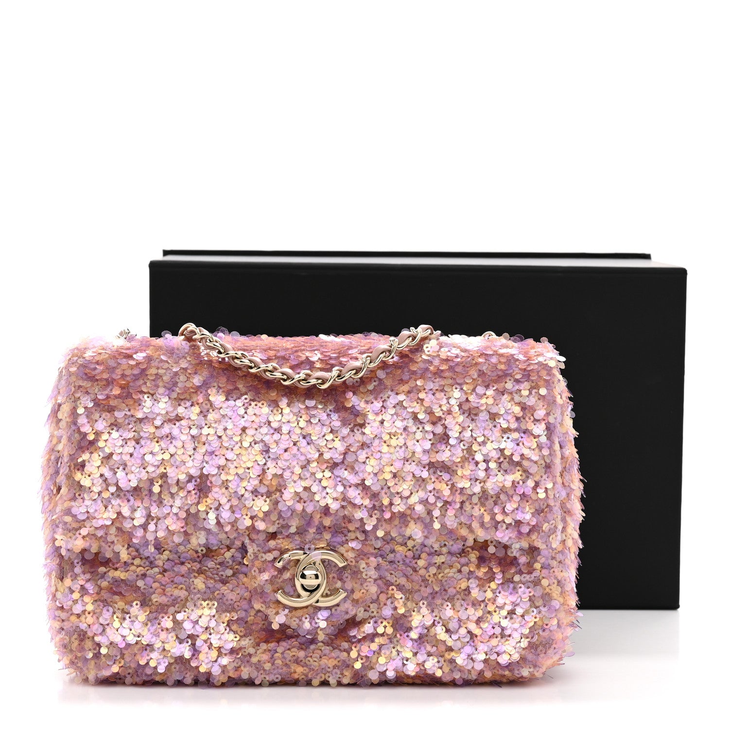 Chanel Sequin Small Single Flap Pink Light Pink 11 of 11