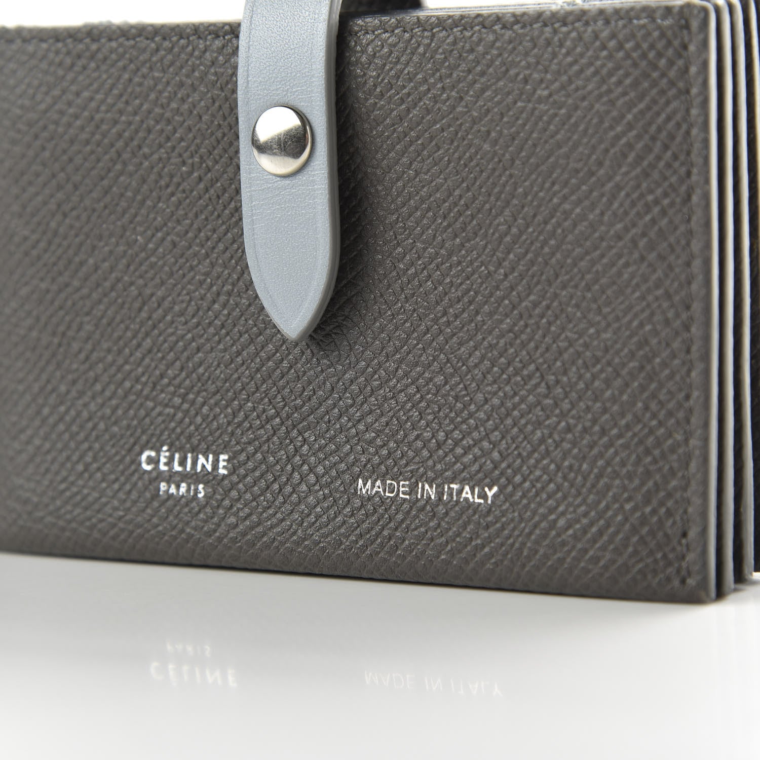 Celine Grained Shiny Calfskin Accordion Card Holder Grey 7 of 7