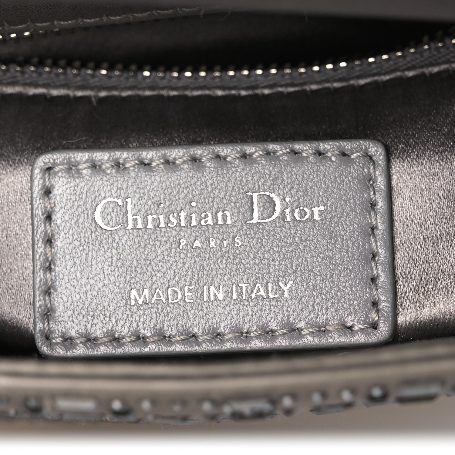 Christian Dior Satin Crystal Cannage Mini Lady Dior Gray 1830536