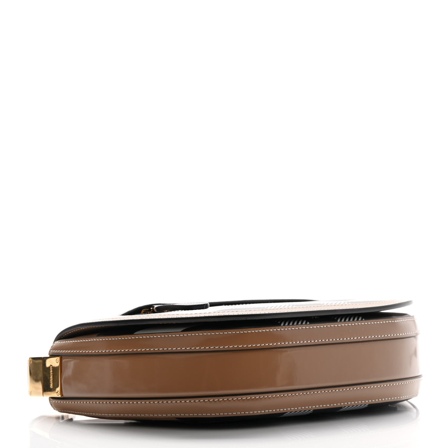 Burberry Calfskin Check Small Olympia Shoulder Bag Camel 4 of 9