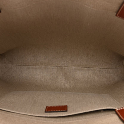 Chloe Linen Calfskin Large Woody Ribbon Tote White Brown 5 of 9