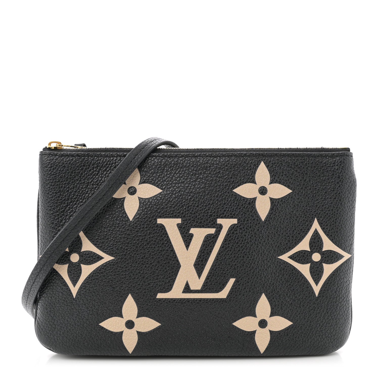 Louis Vuitton Empreinte Monogram Giant Double Zip Pochette Black Cream 1 of 10