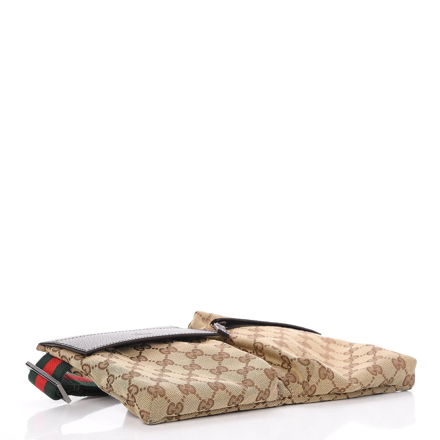 GG Monogram Web Double Pocket Belt Bag Dark Brown