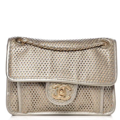 Chanel Metallic Perforated Calfskin Small Up In The Air Flap Light Gold 1 of 8