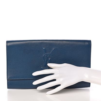 Saint Laurent Goatskin Large Belle De Jour Clutch Blue 2 of 7