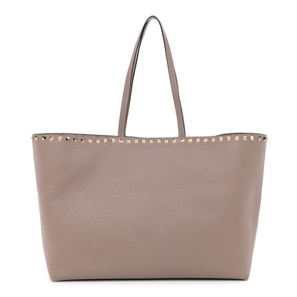 Valentino Garavani Grained Calfskin Rockstud Shoulder Tote Poudre 1 of 7