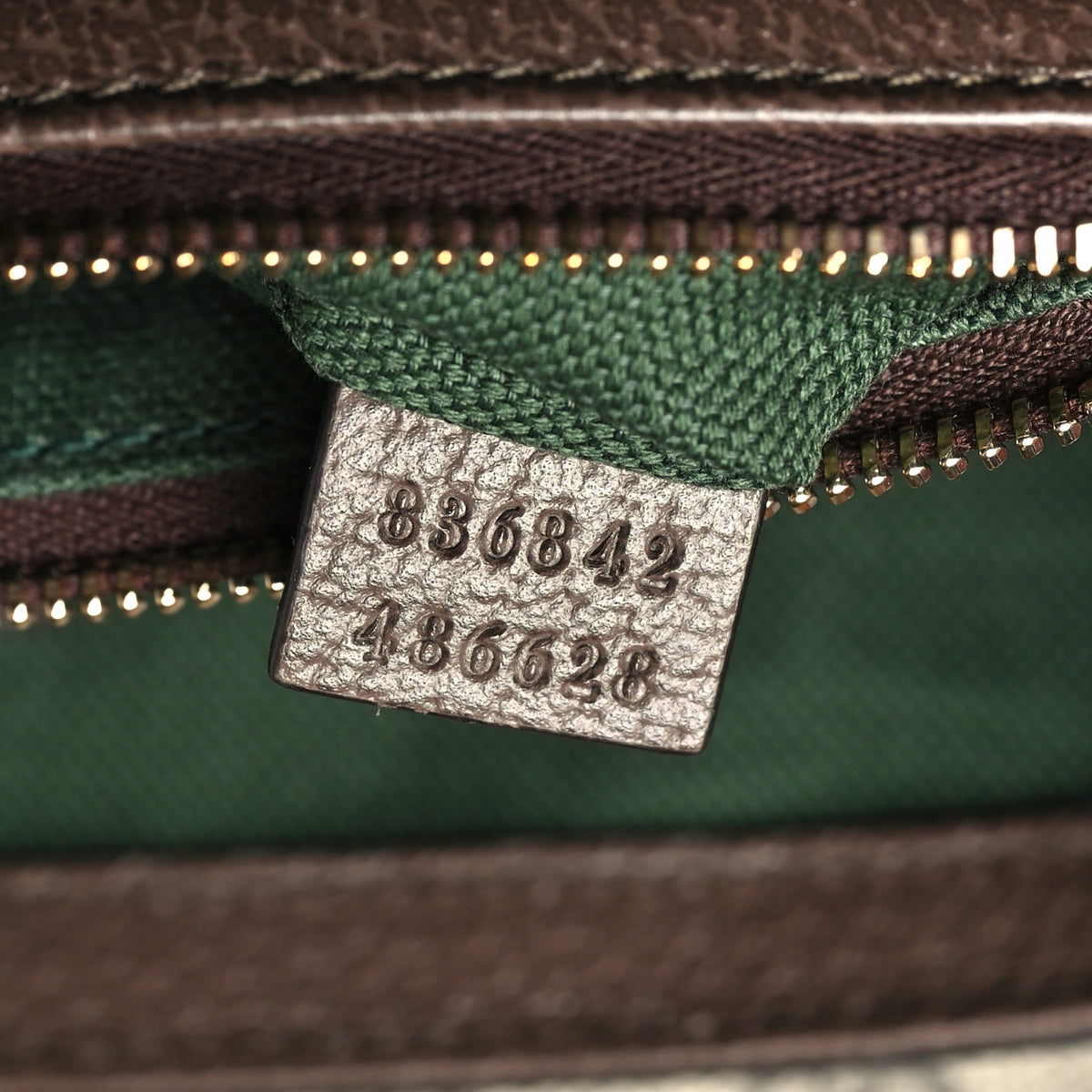 Gucci GG Supreme Monogram Textured Dollar Calfskin Medium Ophidia Top Handle Shoulder Bag Beige Brown 7 of 10