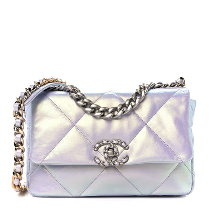 Chanel Iridescent Calfskin Quilted Medium Chanel 19 Flap Light Purple Blue 1 of 12