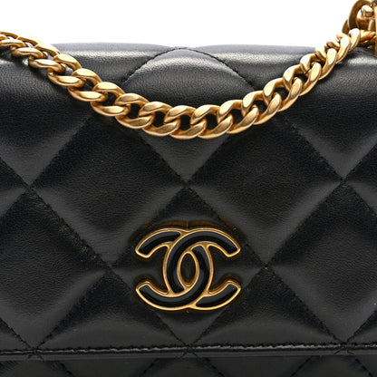 Chanel Lambskin Enamel Quilted Pending CC Clutch With Chain Black 8 of 10