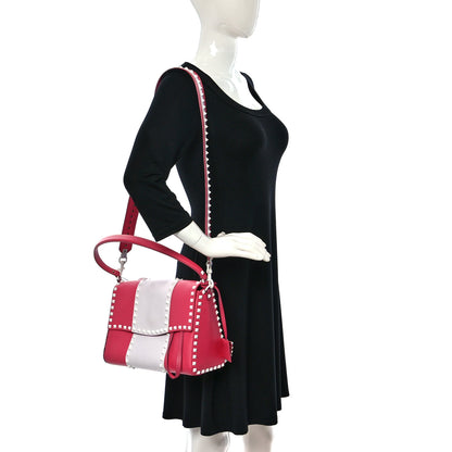 Valentino Garavani Vitello Colorblock Free Rockstud Top Handle Shoulder Bag Pink Optic White 2 of 16