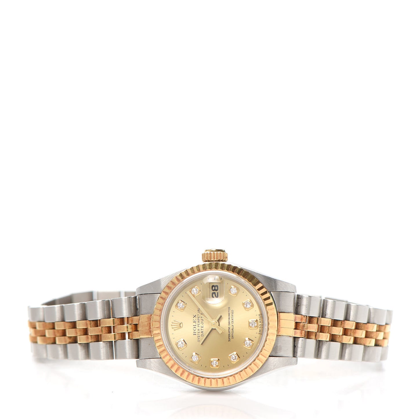 Stainless Steel 18K Yellow Gold Diamond 26mm Oyster Perpetual Datejust Watch Champagne 69173