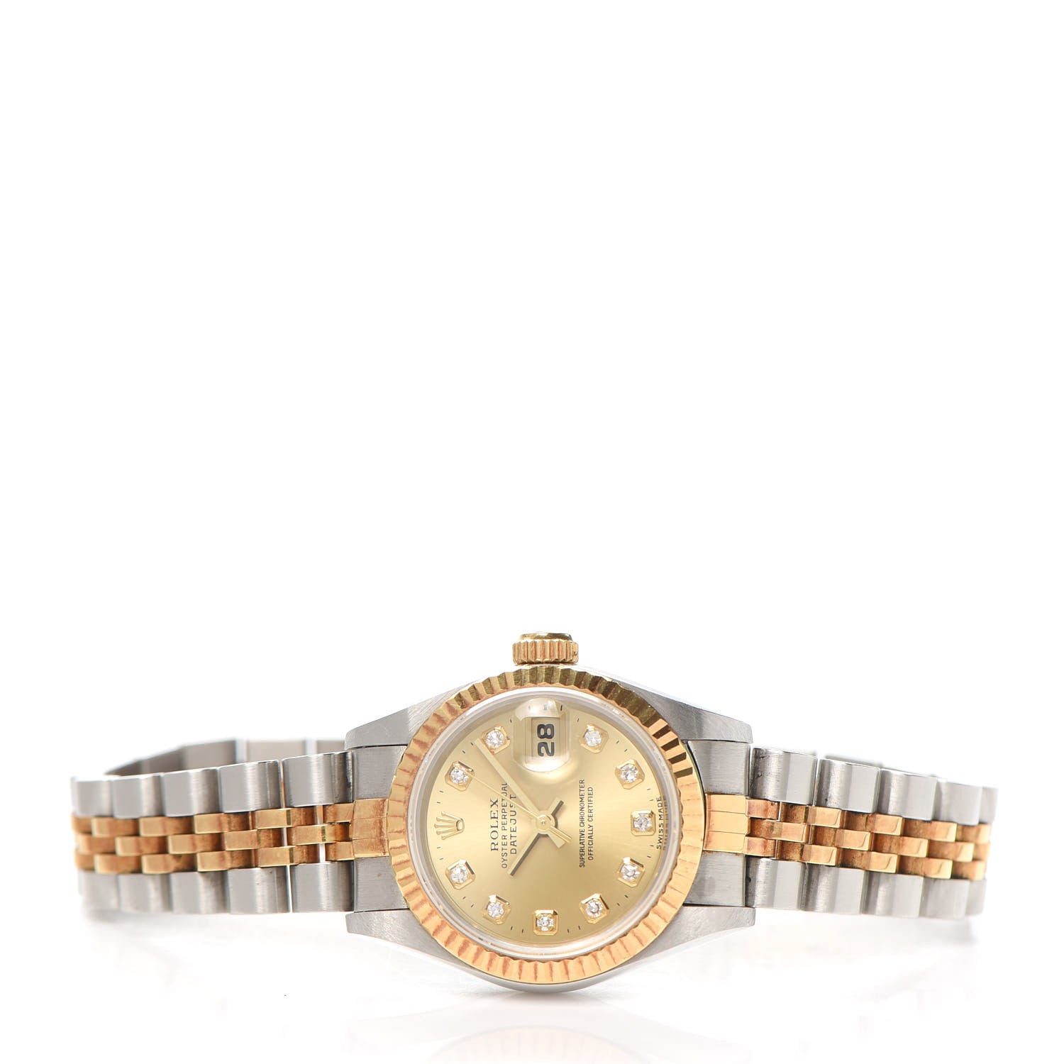 Rolex Stainless Steel 18K Yellow Gold Diamond 26mm Oyster Perpetual Datejust Watch Champagne 69173 2 of 5