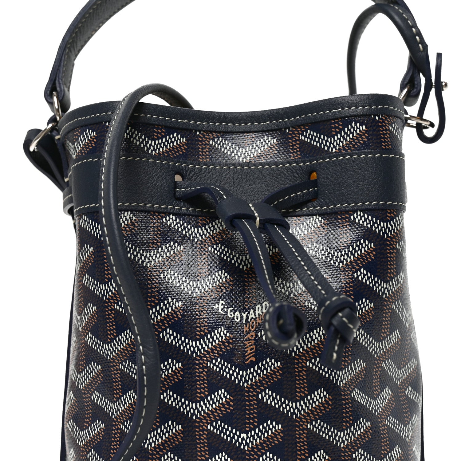 Goyard Goyardine Petit Flot Mini Bucket Bag Navy Blue 8 of 10