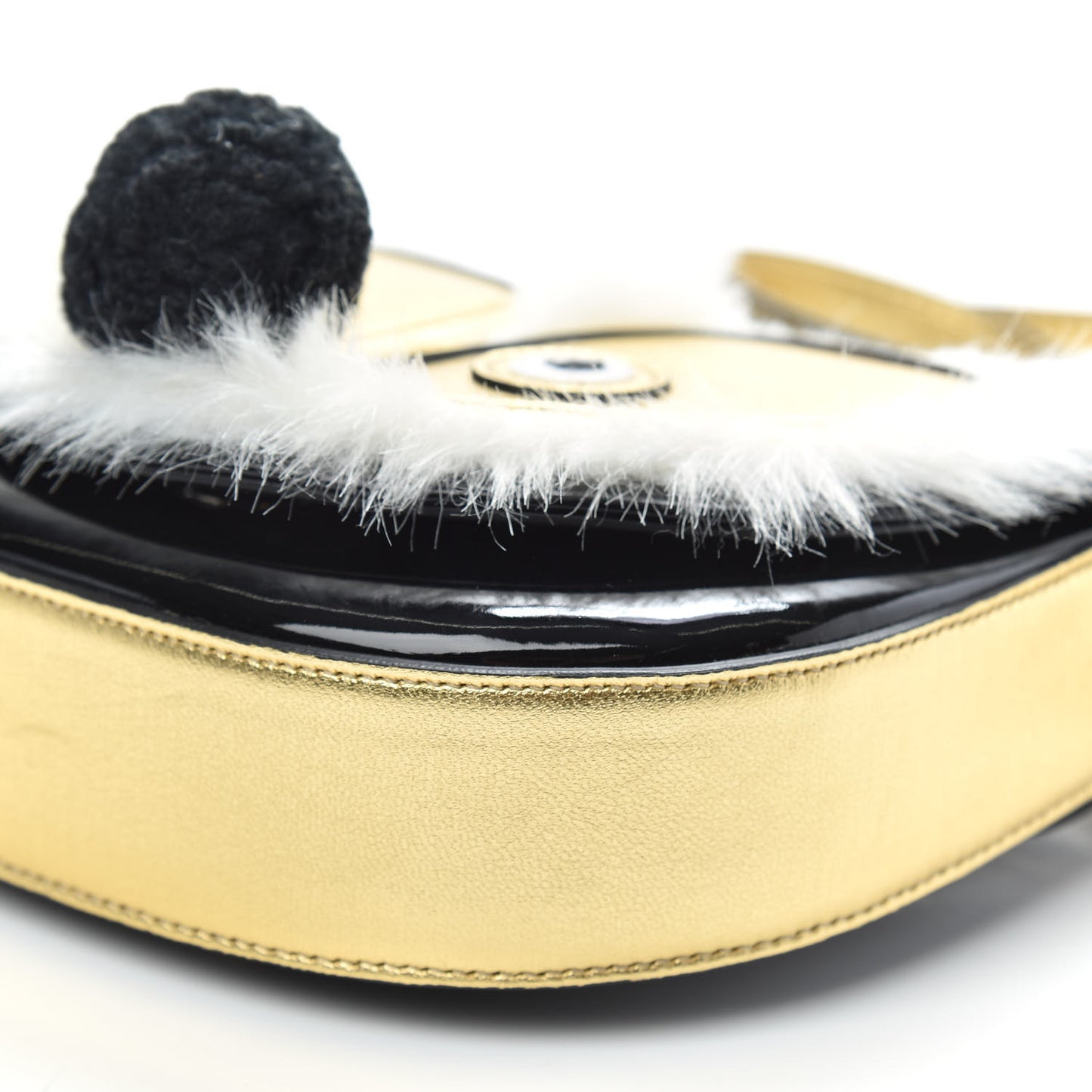Metallic Calfskin Kids Fox Crossbody Bag Black Gold