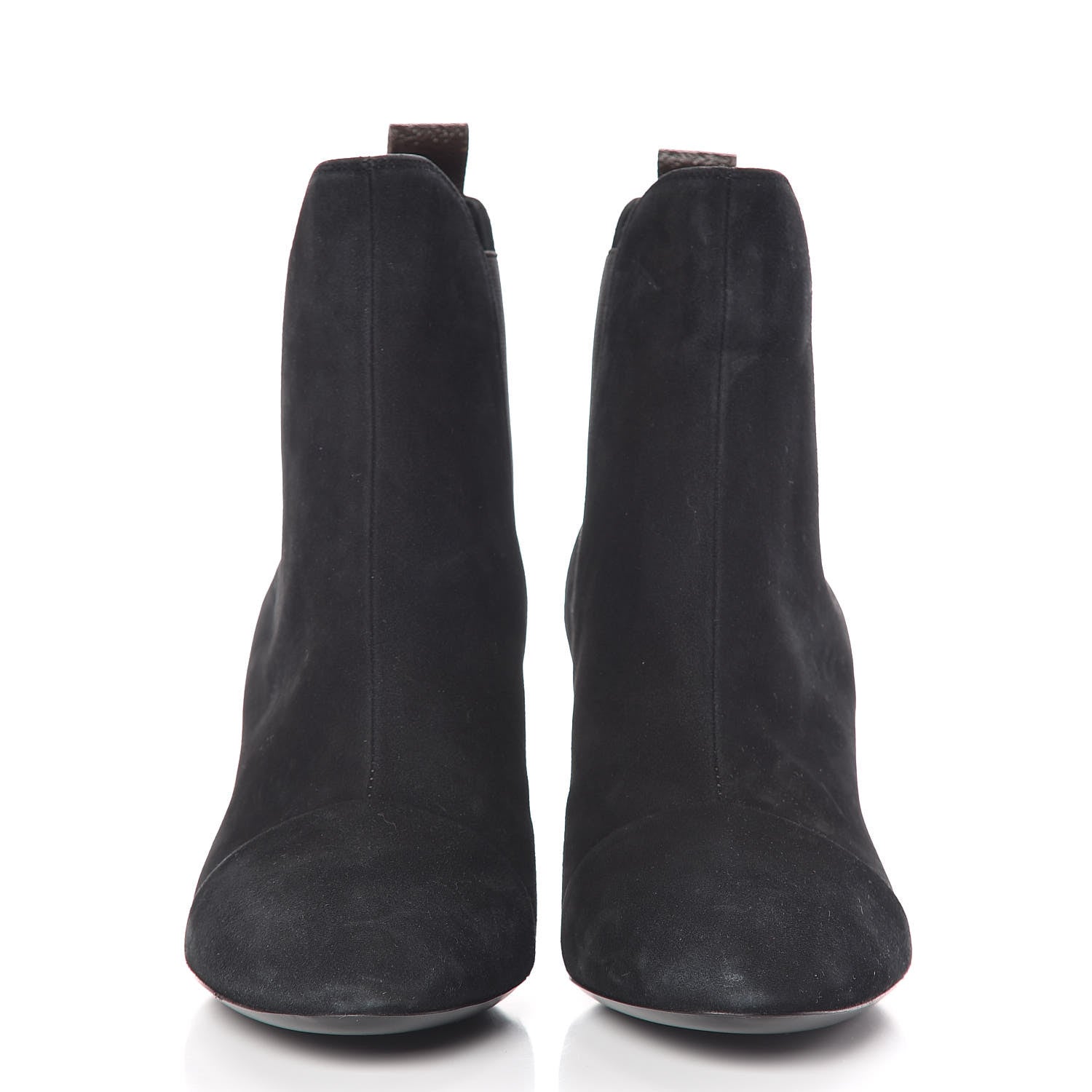 Louis Vuitton Suede Monogram Uniformes Cap Toe Chelsea 75mm Ankle Boots 36.5 Black 2 of 11
