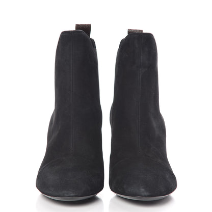 Louis Vuitton Suede Monogram Uniformes Cap Toe Chelsea 75mm Ankle Boots 36.5 Black 2 of 11
