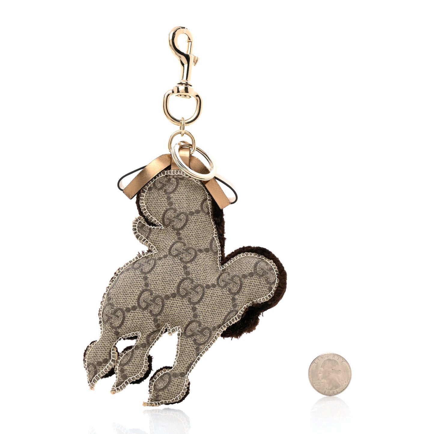 GG Supreme Monogram Lulu French Poodle Bag Charm Brown