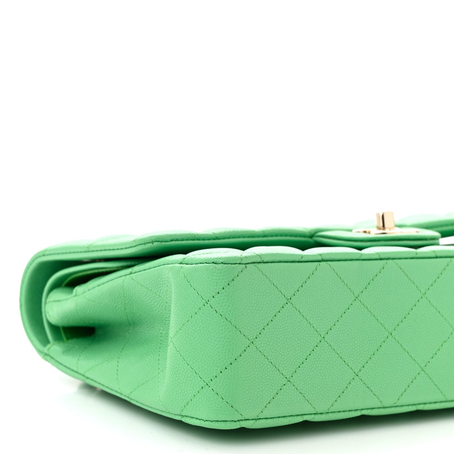 Caviar Quilted Medium Double Flap Green